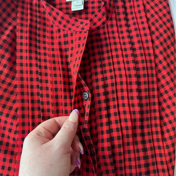 J.Crew Drapey Tuxedo Shirt in Red and Black Check - Picture 8 of 9